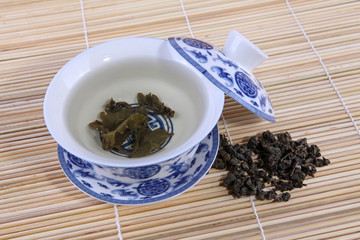 Closeup of a cup of rich and smooth Chinese tea