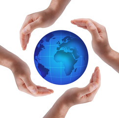 Globe in human hands
