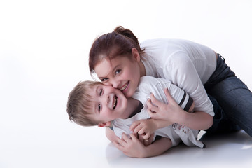 Young Woman And Little Boy