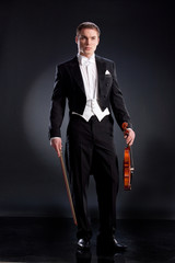 Man In Frock Coat With Violin