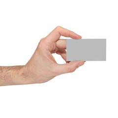 Gray card blank in a hand