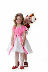 Children in masquerade clothing on isolated background