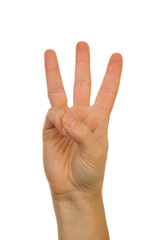 Finger spelling, hand alphabets, letter W