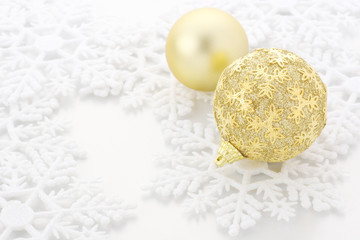 Christmas balls and snowflakes