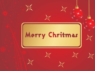 vector red background with hanging xmas ball