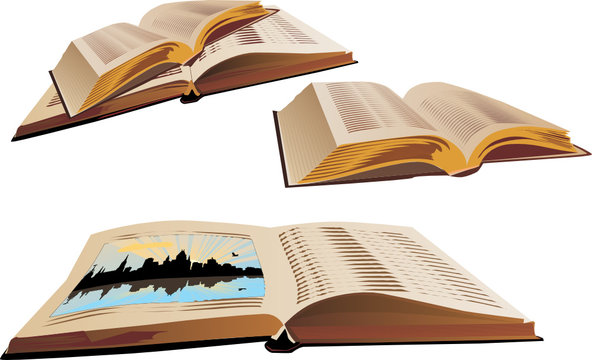 four open books illustration