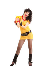 Fun woman with christmas gift