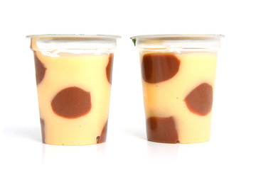 Two delicious dotted chocolate with vanilla dessert