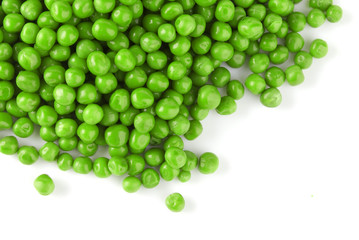 Pile of grean pea isolated on white background
