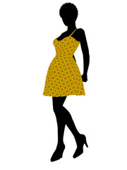 Fashionable African American Female Illustration Silhouette