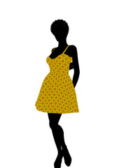 Fashionable African American Female Illustration Silhouette