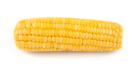 Fresh cooked corn cob isolated over white