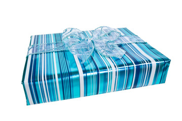 Blue wrapped gift box