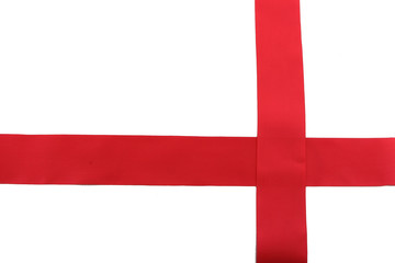 Obraz premium Big red holiday bow on white background