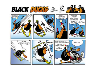 Fototapeta na wymiar Black Ducks Comic Strip episode 35