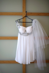 Wedding dress and veil