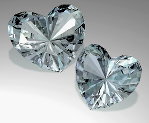 diamond hearts on white