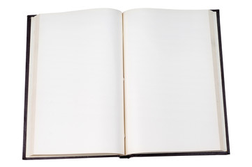 Blank open book with white page with clipping path