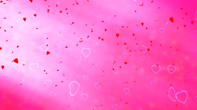Heart Confetti in Rays of Light Loop