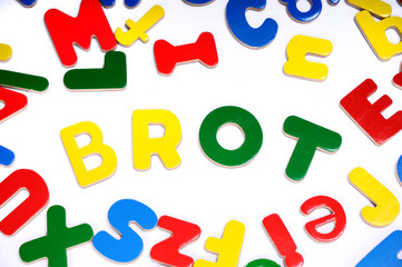 bunte Buchstaben Wort Brot