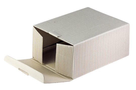 open fluting cardboard box isolated