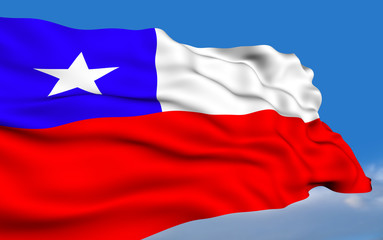 Fototapeta na wymiar Chilean flag waving on wind