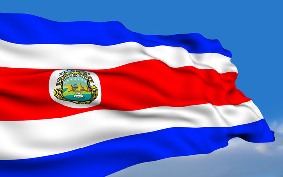 Costa Rican flag waving on wind