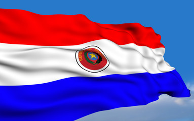 Paraguayan flag waving on wind