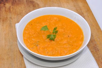 organic and healthy butternut squash creme soup