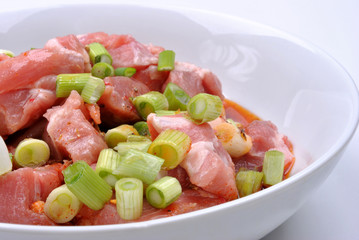 fresh beef lean diced steak in a bowl