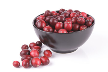 Cranberries in a Black Bowl