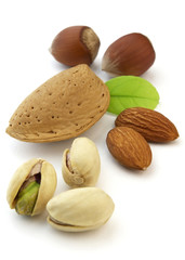 Almonds and hazelnuts with pistachio