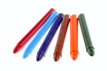 Six Colored Wax Crayon