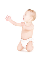 sitting baby boy in diaper