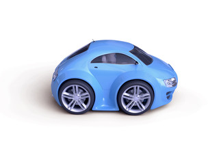 Fototapeta na wymiar Baby Coupe Side View (Little Blue Tiny Isolated Concept Car)