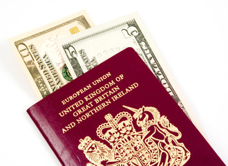 uk passport and american dollars