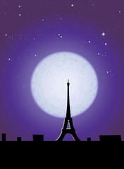 Eiffel Tower in the moonlight