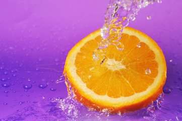 juicy orange and splashes