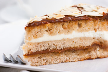 Delicious cake with almonds