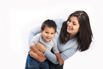 Mother enjoying toddler baby