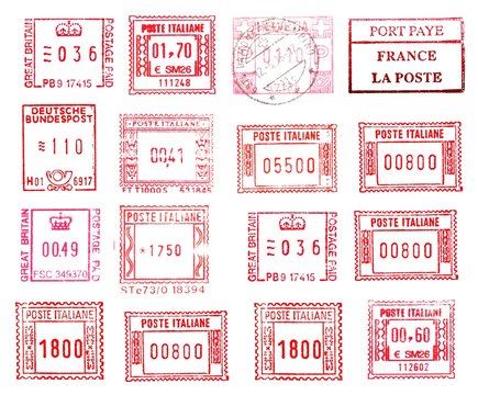 red and rectangular postmarks (western Europe)