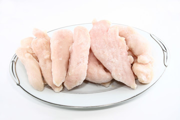 Forzen chicken thigh on platter