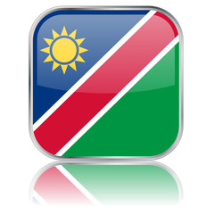 Fototapeta premium Namibia Square Flag Button (Namibian - Vector - Reflection)