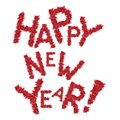 Happy new year greeting from red christmas flowers
