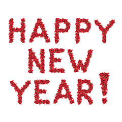 Happy new year greeting from red christmas flowers
