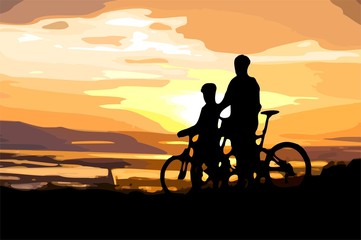 Obraz na płótnie Canvas bicycle sunset