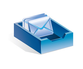 blue mailbox with letters