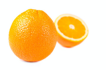 and half oranges isolated