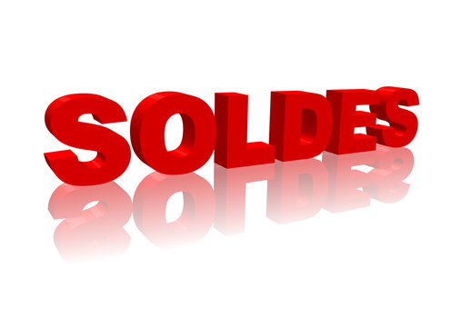 "SOLDES" en 3D avec reflet (vecteur - rouge - offres sp&eacute;ciales)