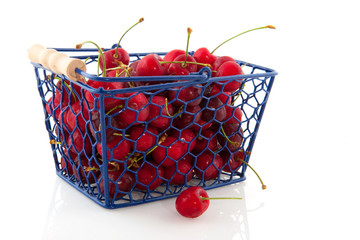 Shopping basket with cherries